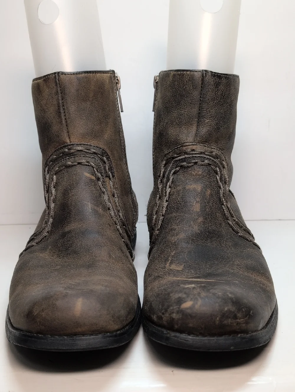 BED|STU revolution Distressed Brown Leather zip Ankle Boots mens size 10 EU 43